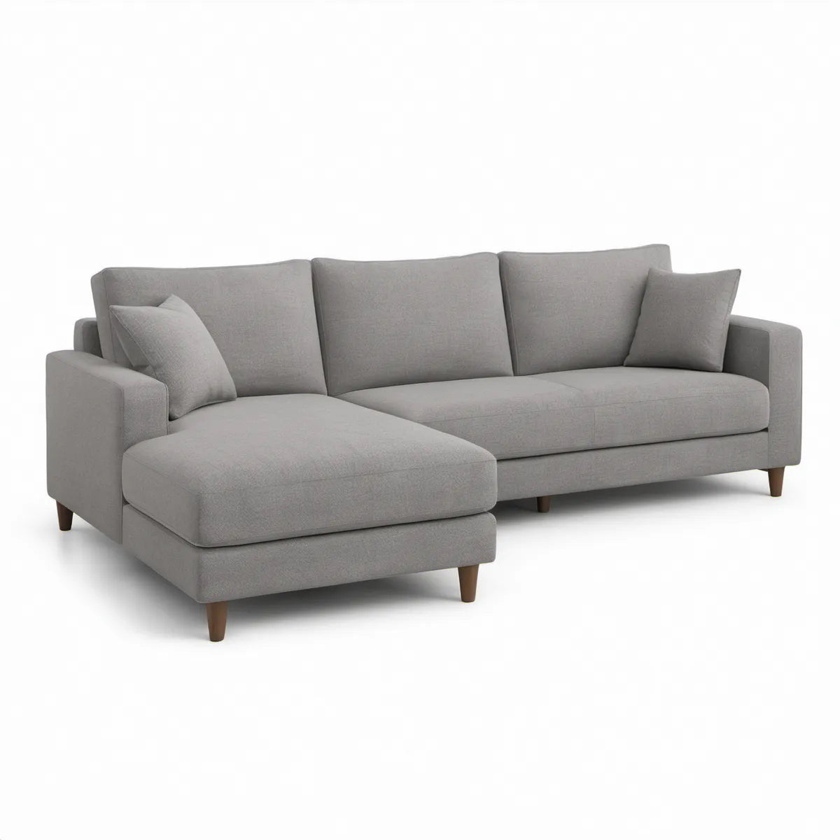 Ecksofa L-Form mit linker Recamiere, Grau/Braun, 250 x 160 x 85 cm