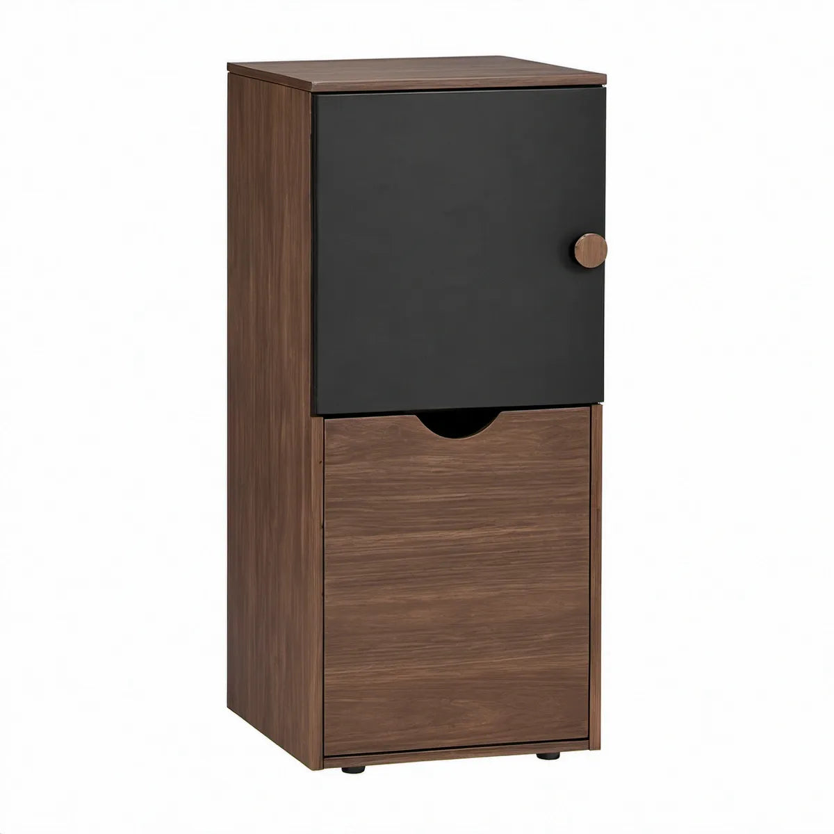 Schrank mit 2 Fronten, Walnussbraun/Schwarz, 40 x 30 x 100 cm