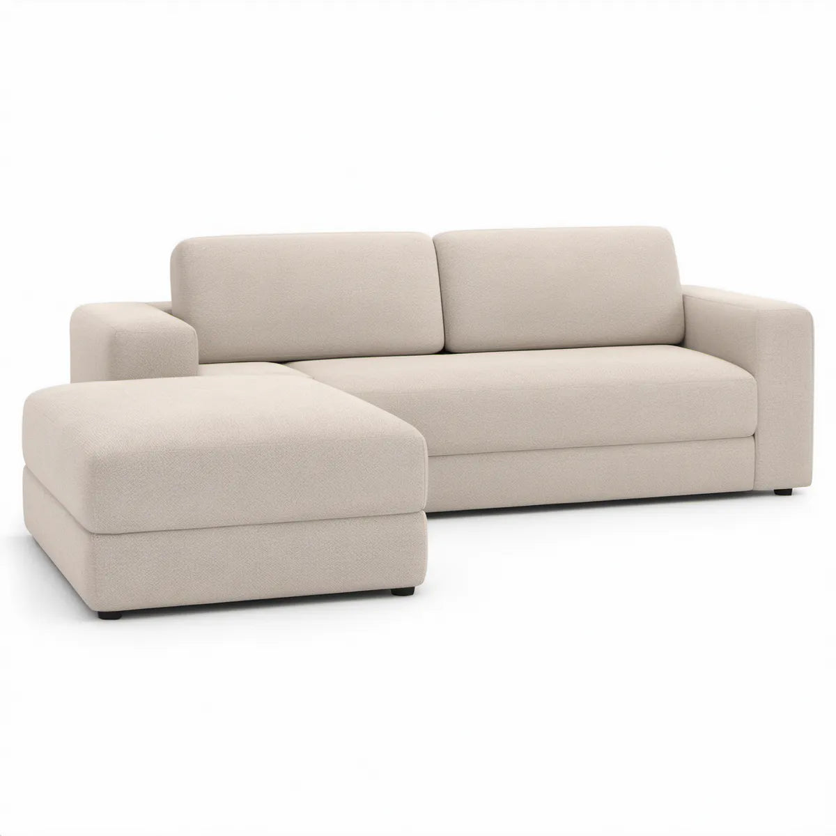 Ecksofa mit linker Recamiere, 250 x 165 x 82 cm, Creme