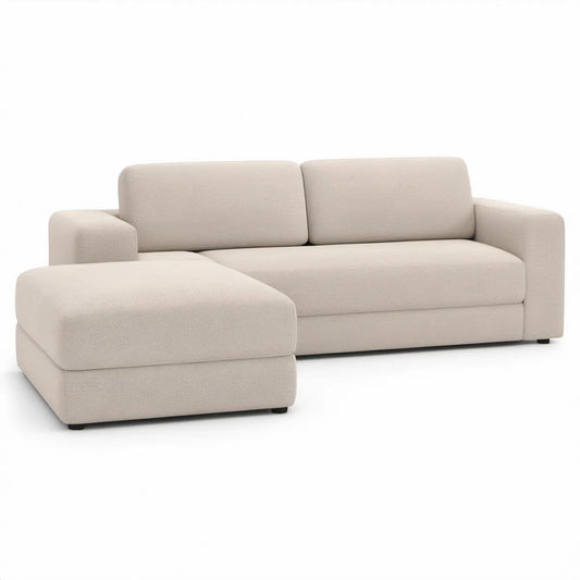Ecksofa mit linker Recamiere, 250 x 165 x 82 cm, Creme