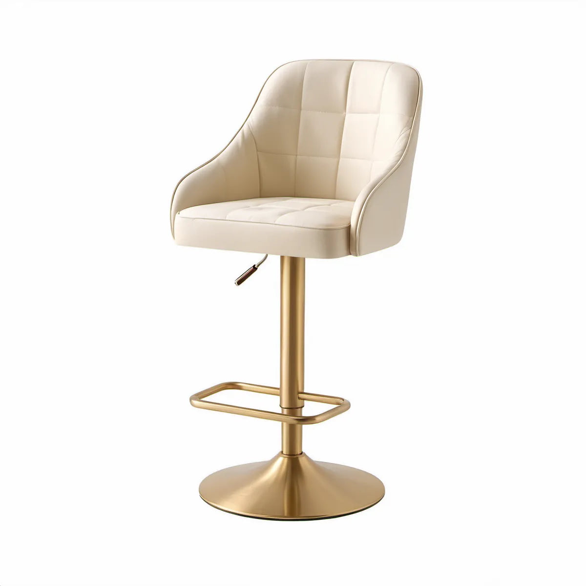 Höhenverstellbarer Barhocker mit Armlehnen, 51 x 54 x 94–116 cm, Creme/Gold