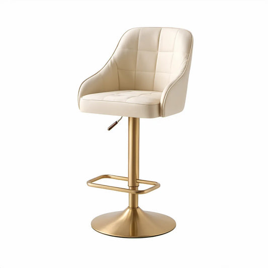 Höhenverstellbarer Barhocker mit Armlehnen, 51 x 54 x 94–116 cm, Creme/Gold