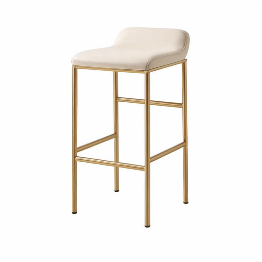 Barhocker mit Rückenlehne, 50 x 51 x 98 cm, Sitzhöhe 75 cm, Creme/Goldfarben
