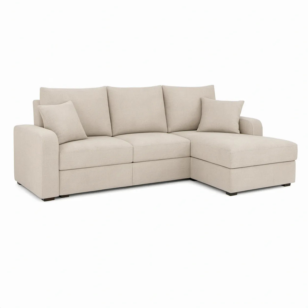 Ecksofa L-Form mit Recamiere rechts, 280 x 160 cm, Beige